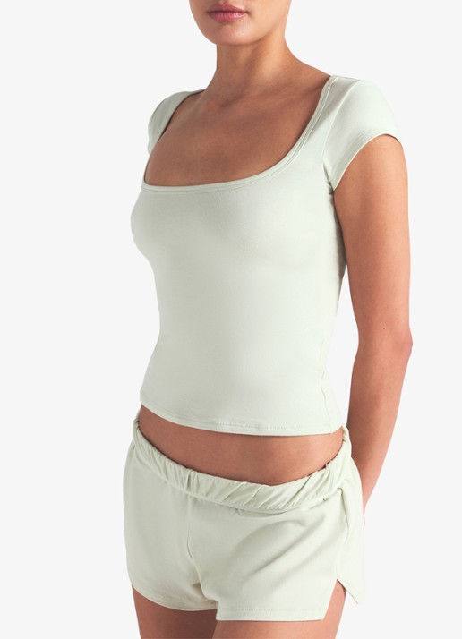 SKIMS Cotton Jersey t-shirt met rechthoekige hals - detail 5 mint