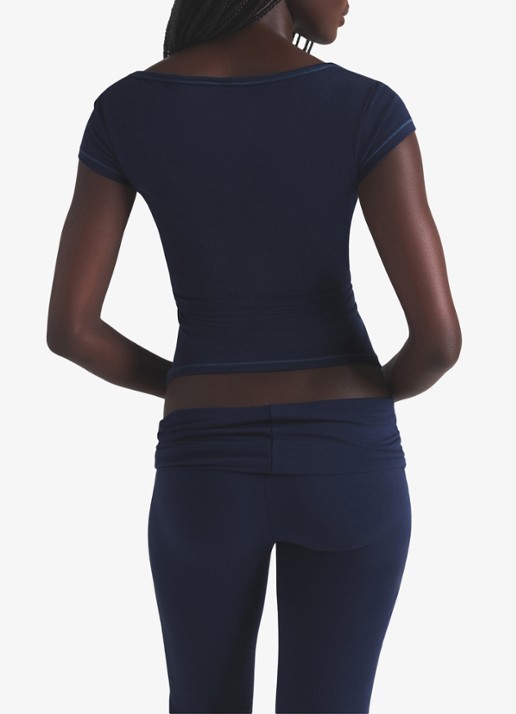 SKIMS Cotton Jersey t-shirt met rechthoekige hals - achterkant 3 donkerblauw