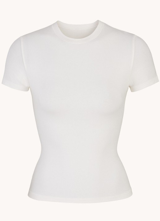 SKIMS Cotton Jersey T-shirt met ronde hals - voorkant 3 gebroken wit