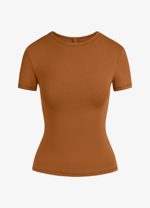 SKIMS Cotton Jersey T-shirt met ronde hals - voorkant 4 chai