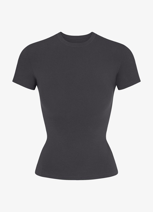 SKIMS Cotton Jersey T-shirt met ronde hals - voorkant donkergrijs