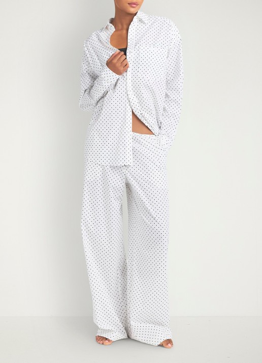 SKIMS Cotton Poplin pyjamaset met stippenprint - voorkant 3 multicolor