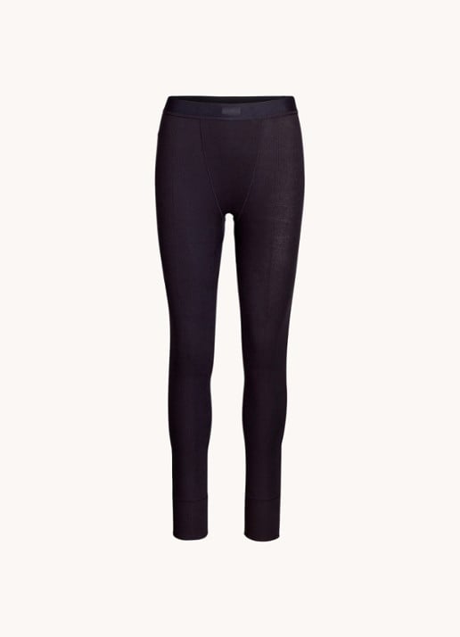 SKIMS Cotton Rib high waist loungebroek met ribstructuur - voorkant 4 zwart