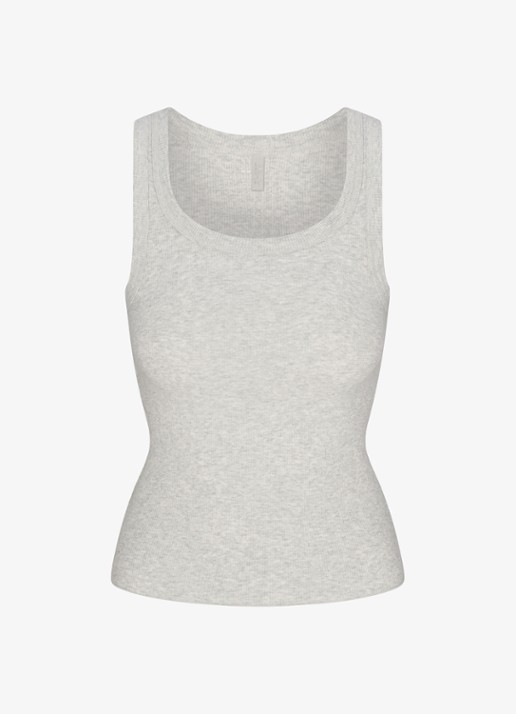 SKIMS Cotton Rib tanktop met ronde hals - voorkant 2 light heather grey
