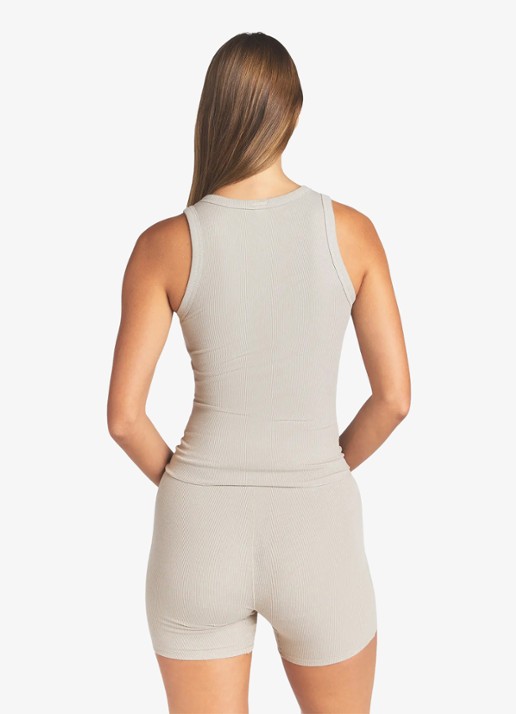 SKIMS Cotton Rib tanktop met ronde hals - achterkant 4 lichtgrijs
