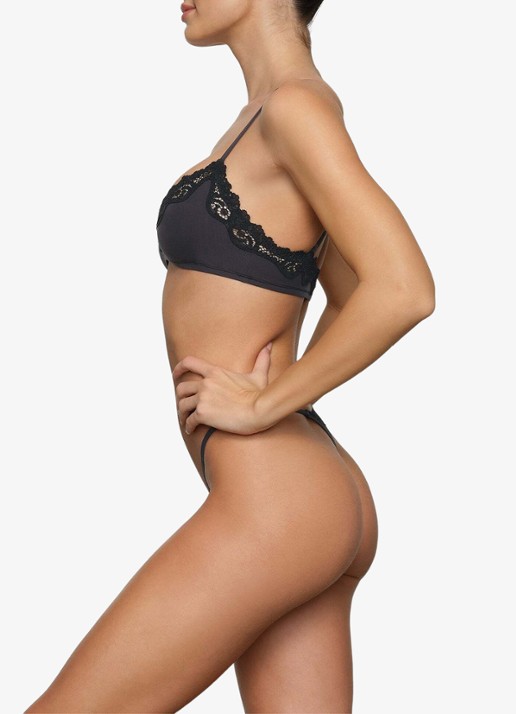 SKIMS Fits Everybody bralette met details van kant - detail 4 zwart