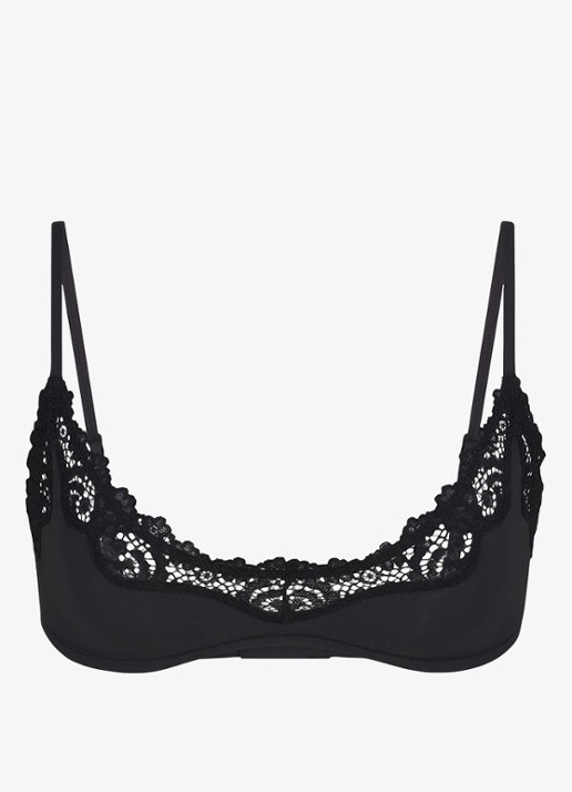 SKIMS Fits Everybody bralette met details van kant - voorkant 2 zwart