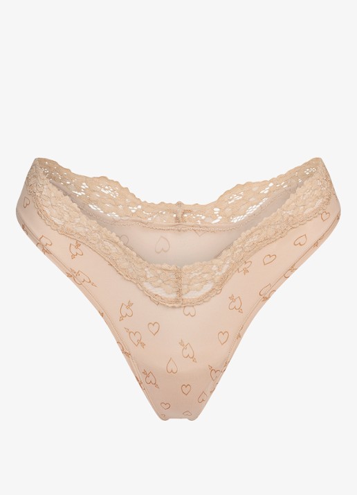 SKIMS Fits Everybody Lace slip met print en kant - voorkant mica sketched hearts