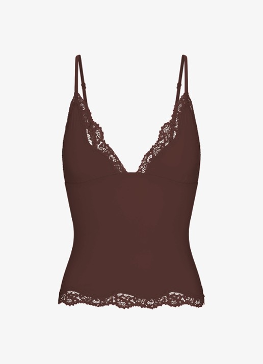 SKIMS Fits Everybody Lace top met kant - voorkant 3 bruin