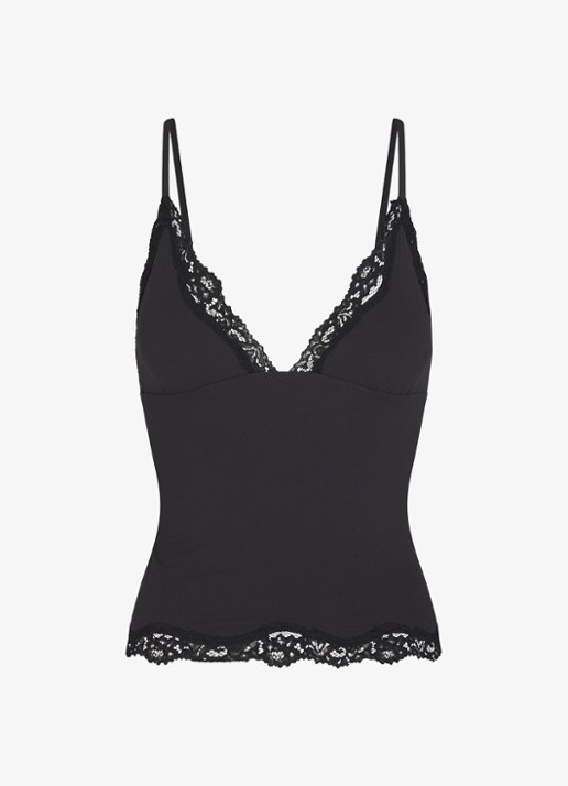 SKIMS Fits Everybody Lace top met kant - voorkant zwart