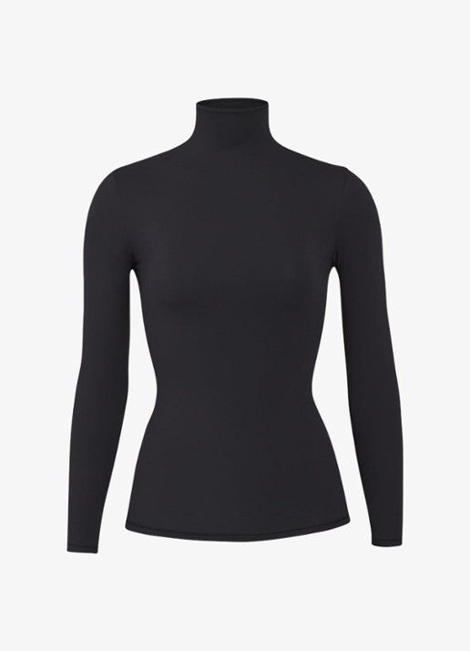 SKIMS Fits Everybody longsleeve met col  - voorkant onyx