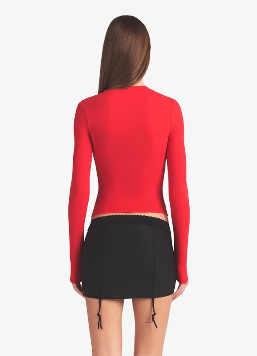 SKIMS Fits Everybody longsleeve met ronde hals - achterkant cherry