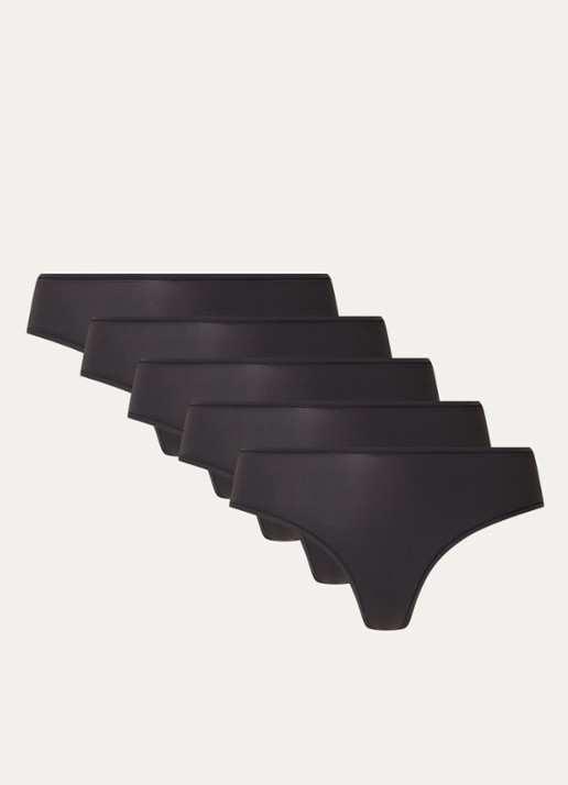 SKIMS Fits Everybody string in 5-pack - voorkant zwart