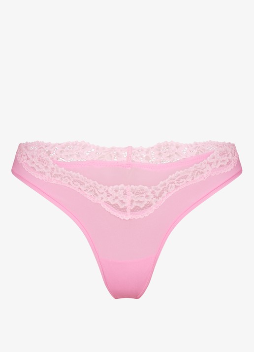 SKIMS Fits Everybody string met details van kant  - voorkant 8 roze