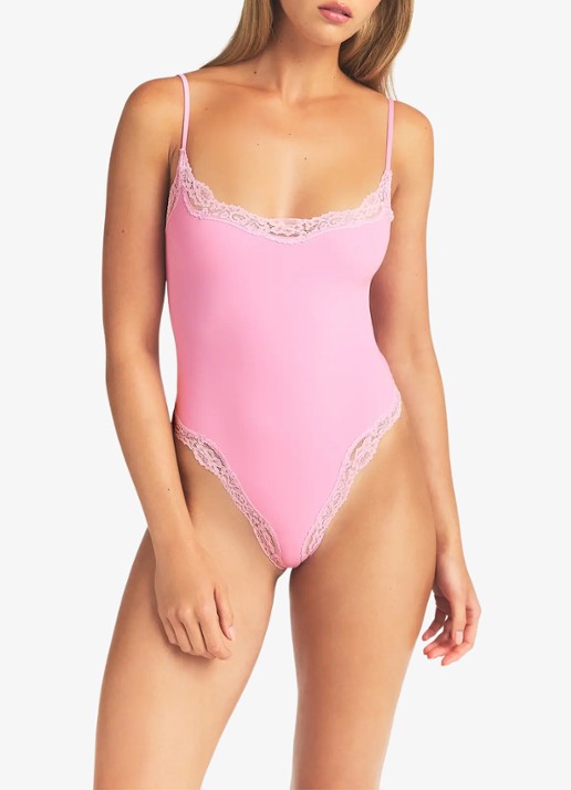 SKIMS Fits Everybody stringbody met details van kant  - detail 9 roze