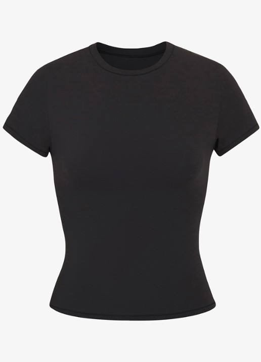 SKIMS Fits Everybody T-shirt met ronde hals - voorkant 4 zwart