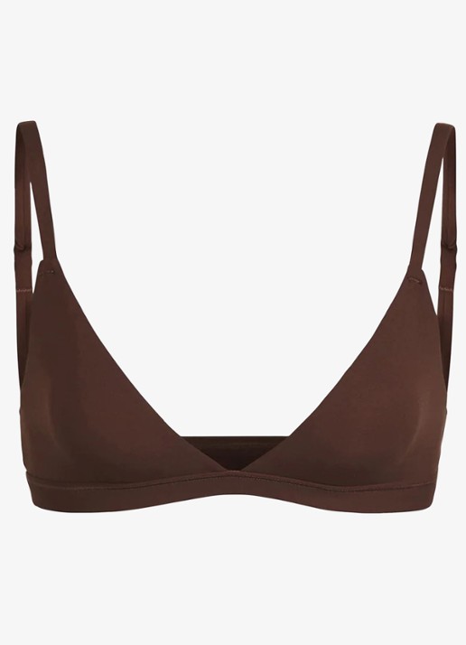 SKIMS Fits Everybody triangle bralette - voorkant chocoladebruin