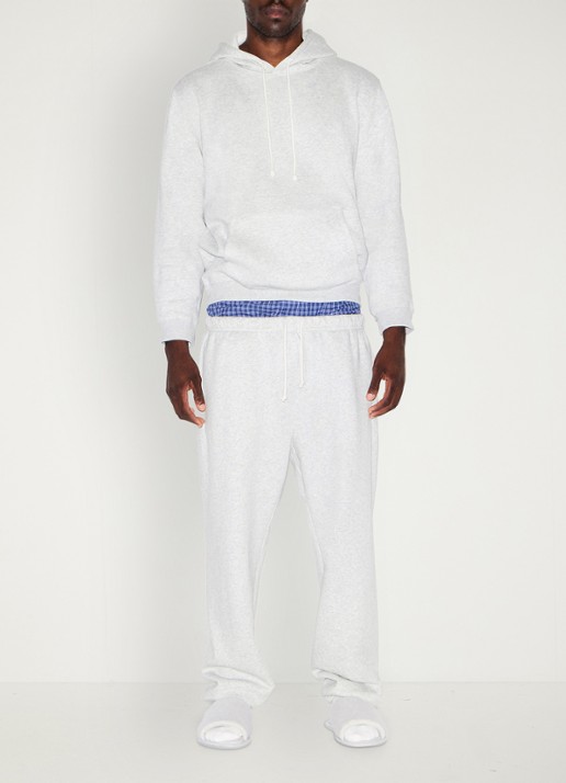 SKIMS Fleece Lounge hoodie met kangoeroezak  - voorkant 5 lichtgrijs