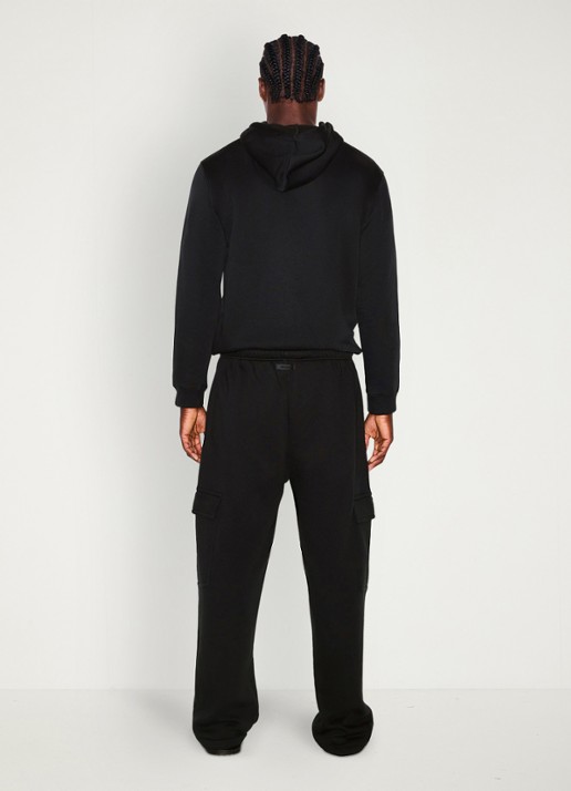 SKIMS Fleece Lounge hoodie met kangoeroezak  - achterkant zwart