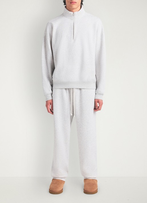 SKIMS Fleece Lounge sweater met halve rits  - voorkant 2 light heather grey