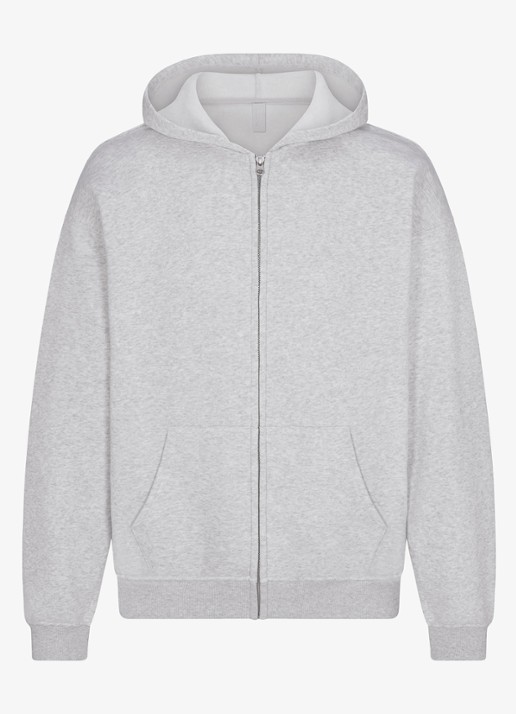 SKIMS Fleece Lounge vest met capuchon - voorkant 2 light heather grey