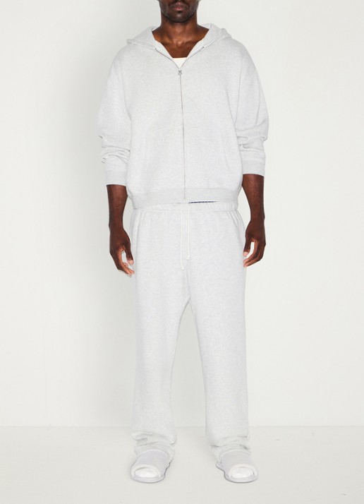SKIMS Fleece Lounge vest met capuchon - voorkant 3 light heather grey