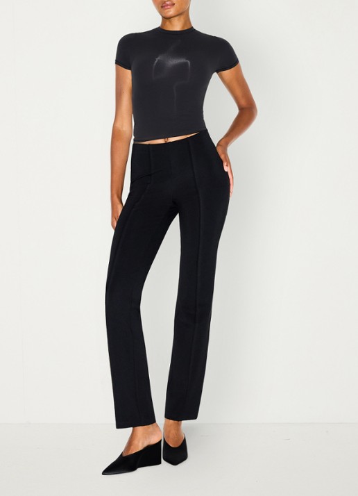 SKIMS High waist slim fit pantalon met stretch - voorkant 5 zwart