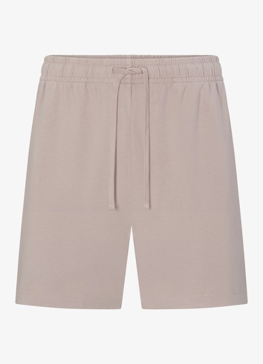SKIMS Jersey Lounge straight fit korte jogginsbroek  - voorkant beige