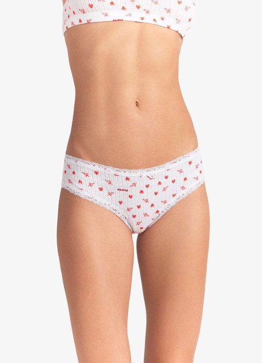 SKIMS Lightweight Cotton Pointelle slip met print en kant
