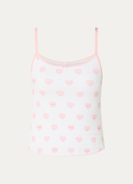 SKIMS Pointelle pyjamatop met logoprint - voorkant 2 wit