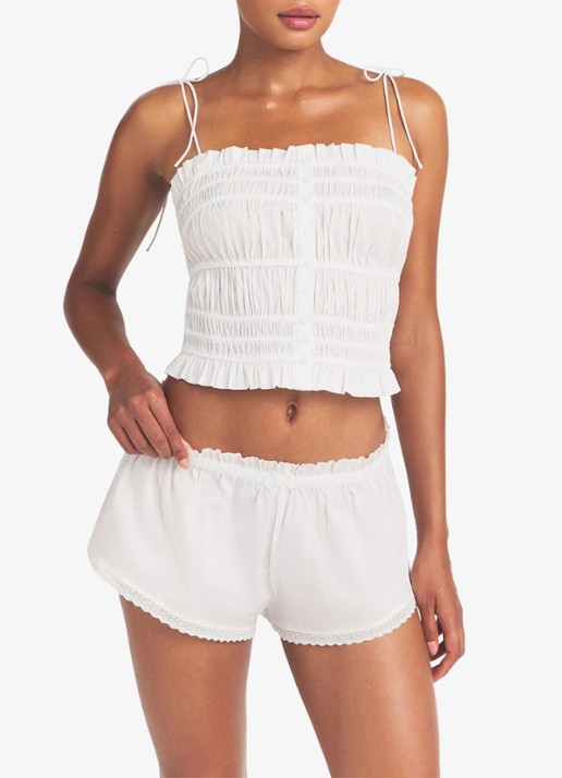 SKIMS Poplin loose fit korte broek met details van kant
