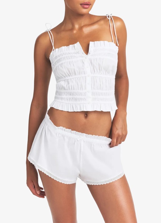 SKIMS Poplin Ruffle top met ruches