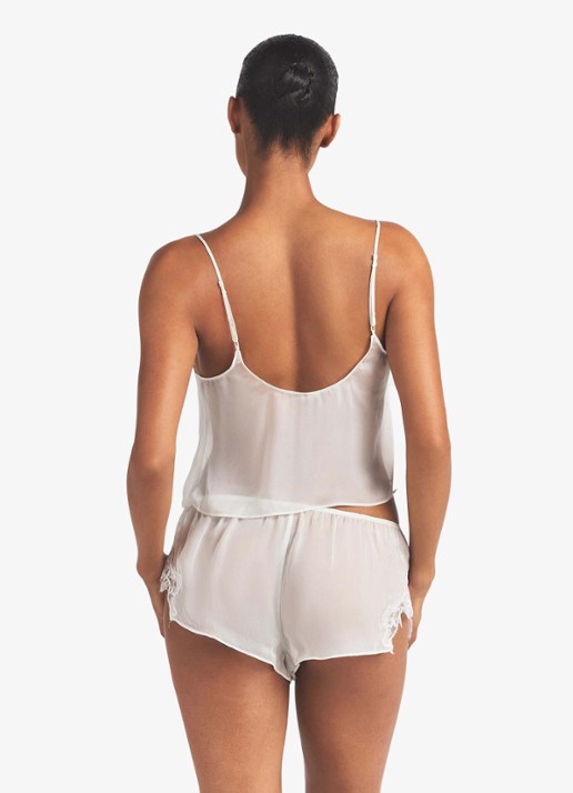 SKIMS Romance pyjamaset van zijde met details van kant - achterkant 4 ivoor