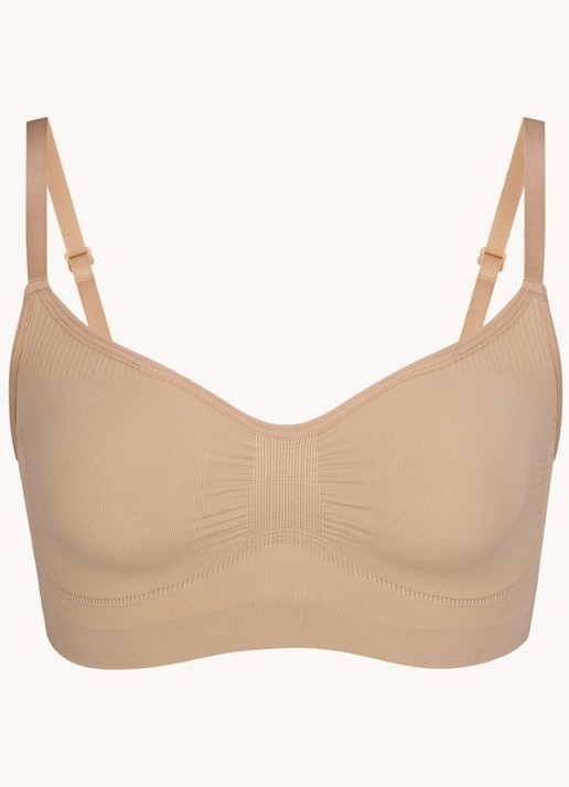 SKIMS Seamless Sculpt bralette met plooidetail - voorkant 3 beige