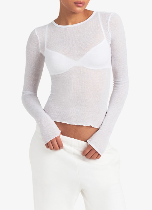 SKIMS Semi-transparante longsleeve met ronde hals