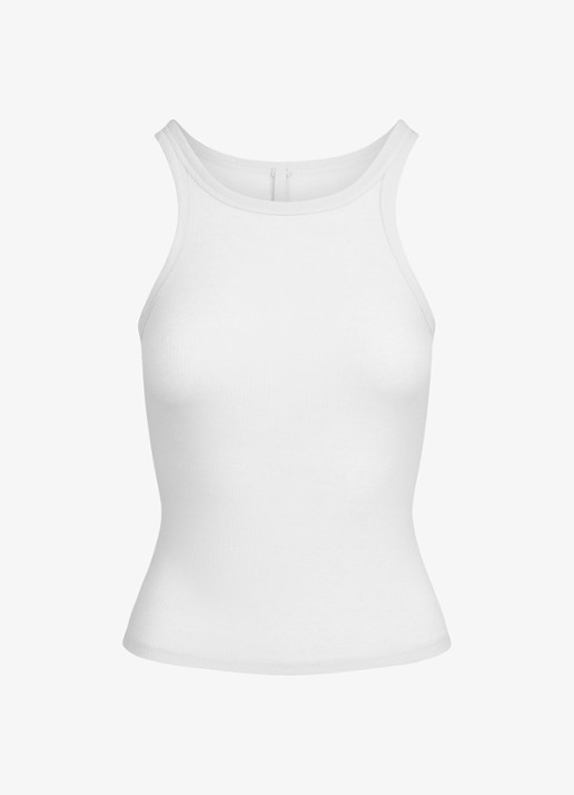 SKIMS Semi-transparante tanktop met ribstructuur - voorkant 3 wit