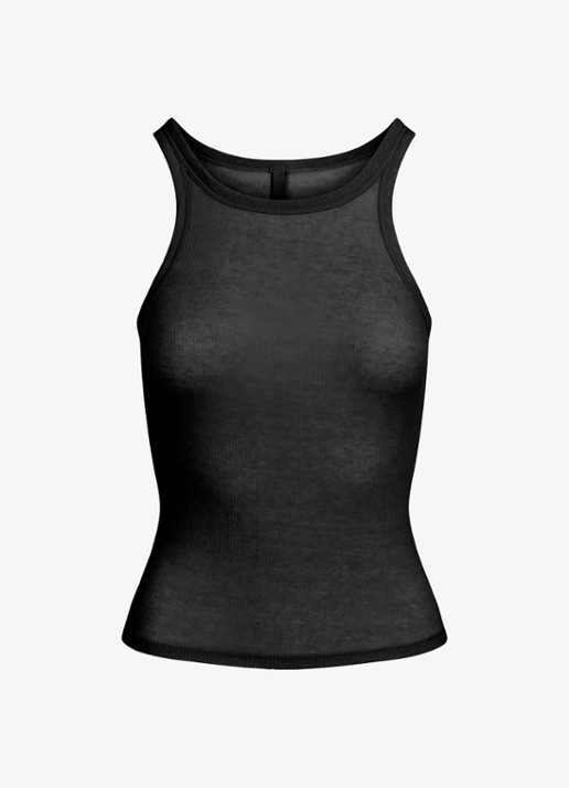 SKIMS Semi-transparante tanktop met ribstructuur - voorkant 3 zwart