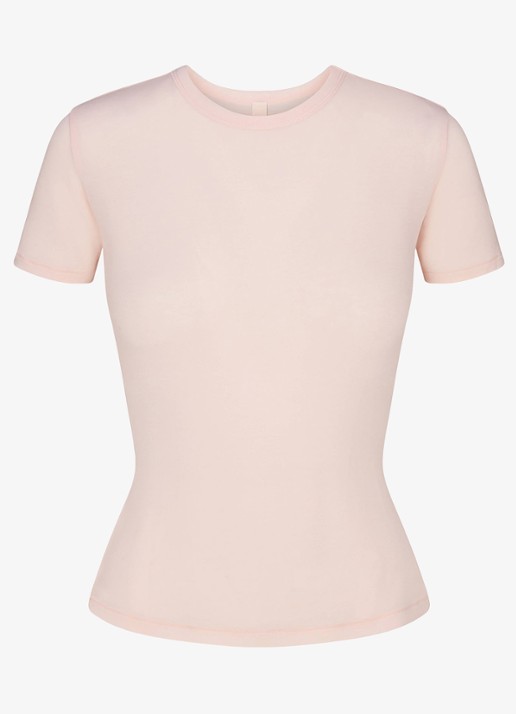 SKIMS Sheer Modal T-shirt in kasjmierblend  - voorkant 4 primrose