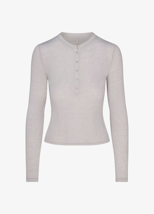 SKIMS Sheer Modal top in kasjmierblend - voorkant 3 heather grey
