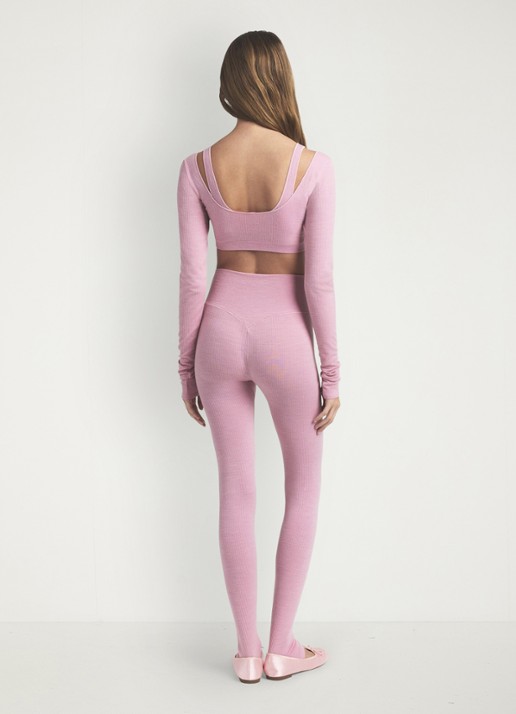 SKIMS Sheer Seamless crop top in wolblend - achterkant 4 halite / roze