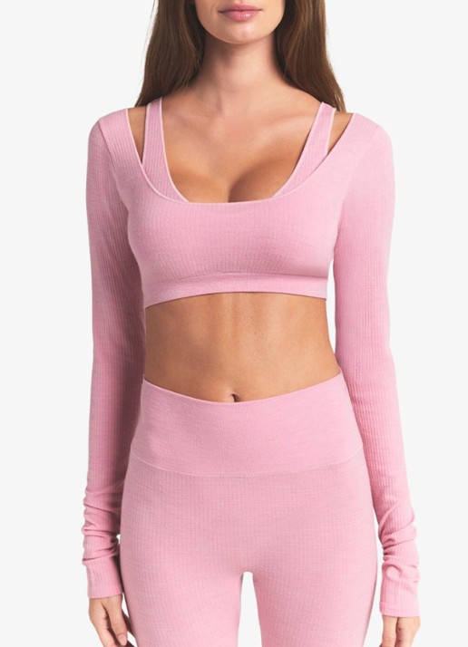 SKIMS Sheer Seamless crop top in wolblend