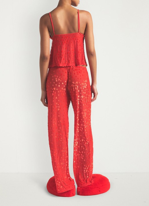 SKIMS Sheer Velvet pyjamaset met details van fluweel - achterkant 5 ruby