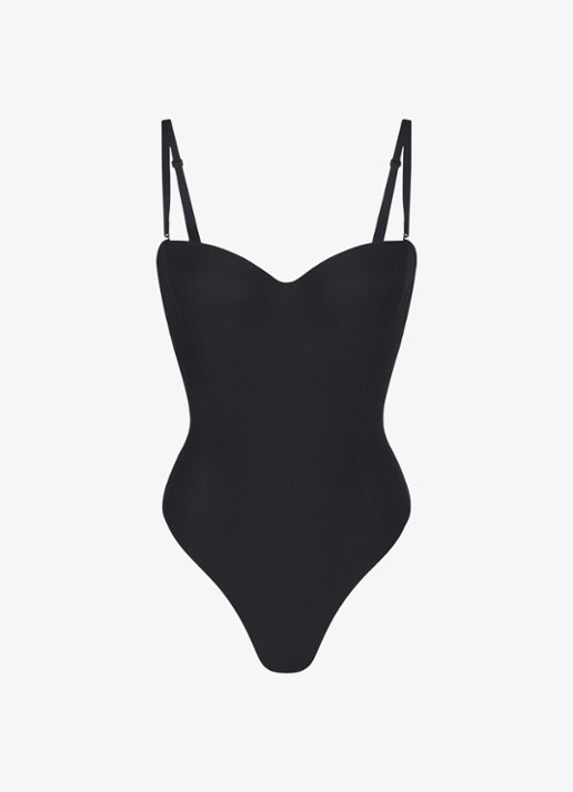 SKIMS Skims Body corrigerende stringbody met beugel - voorkant 2 zwart