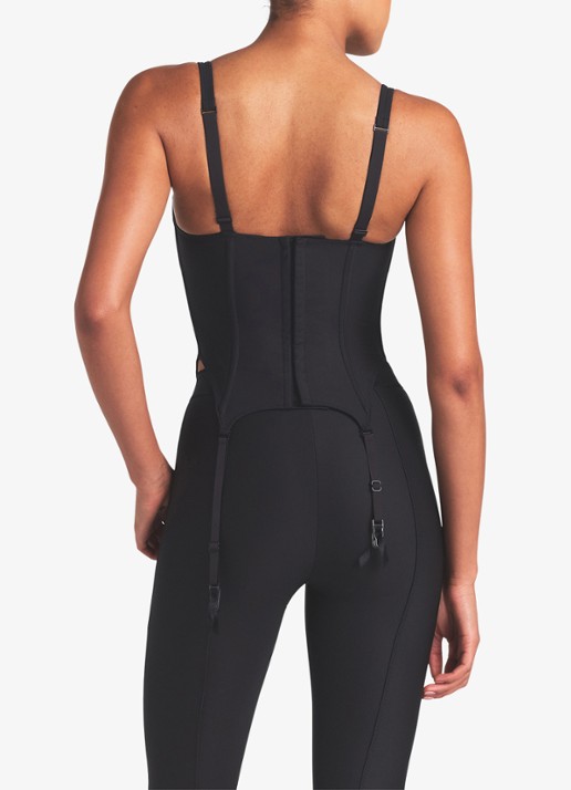 SKIMS Skims Body Corsettop met beugelondersteuning en afneembare jarretels - achterkant zwart