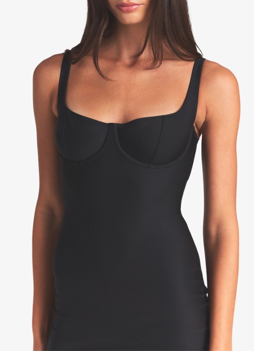 SKIMS Skims Body Midi jurk met beugelondersteuning en split - detail 3 zwart