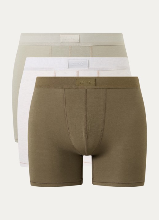 SKIMS Skims Cotton 3" boxershorts in 3-pack - voorkant 2 legergroen