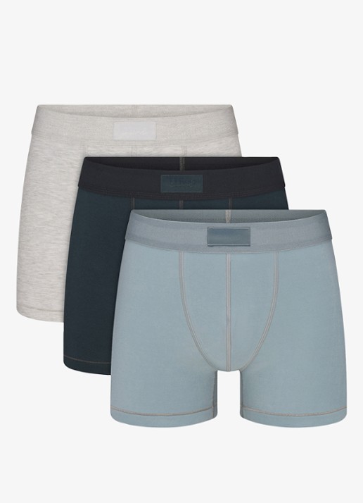 SKIMS Skims Cotton 3" boxershorts in 3-pack - voorkant blauwgrijs