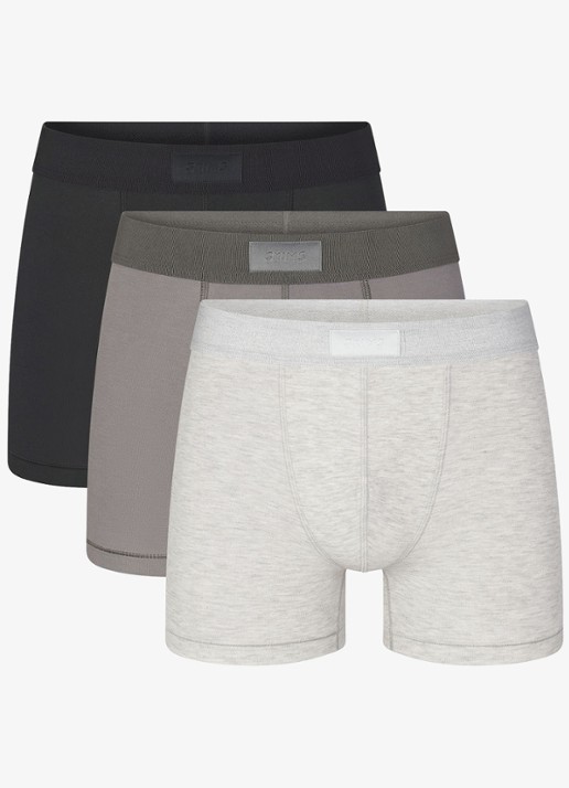 SKIMS Skims Cotton 3" boxershorts in 3-pack - voorkant grijsmele