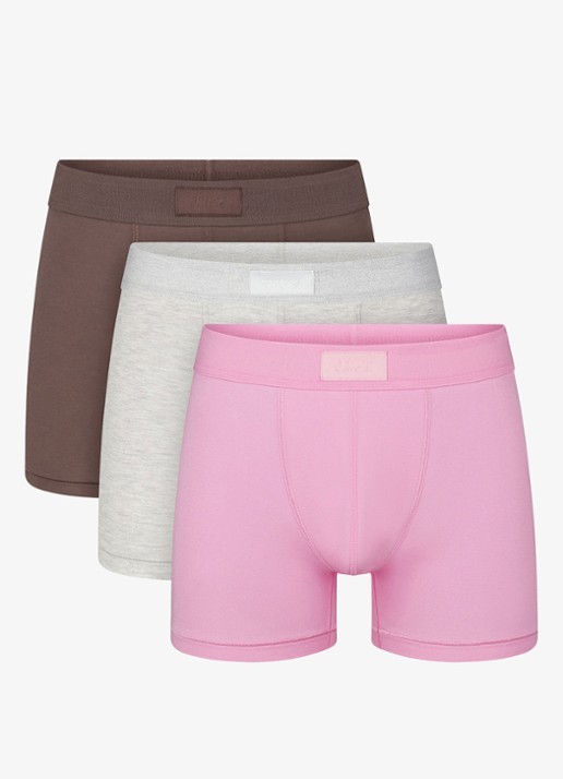 SKIMS Skims Cotton 3" boxershorts in 3-pack - voorkant 5 roze