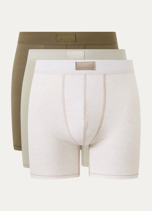 SKIMS Skims Cotton 5" boxershorts in 3-pack - voorkant 2 legergroen